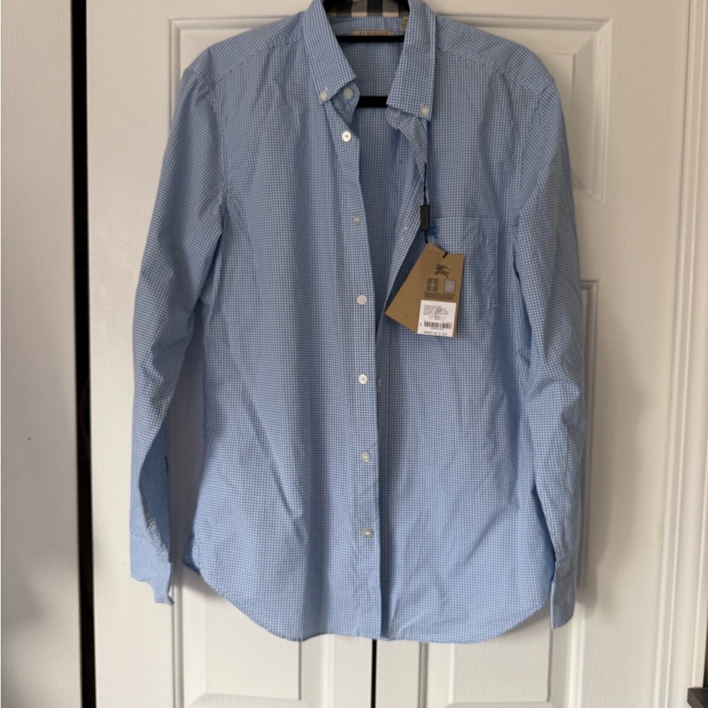 Burberry Light Blue Checkered Dress Shirt